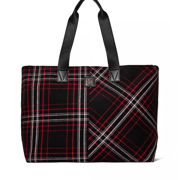 Victoria's Secret Handbags - Victoria's Secret Black and Red Checkered Tote